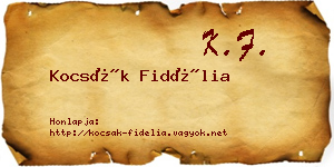 Kocsák Fidélia névjegykártya